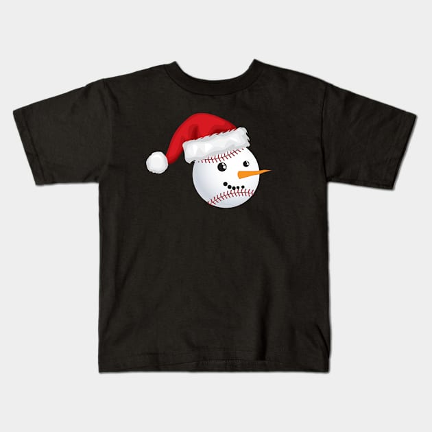 Baseball Santa Hat Snowman Face Kids T-Shirt by amitsurti